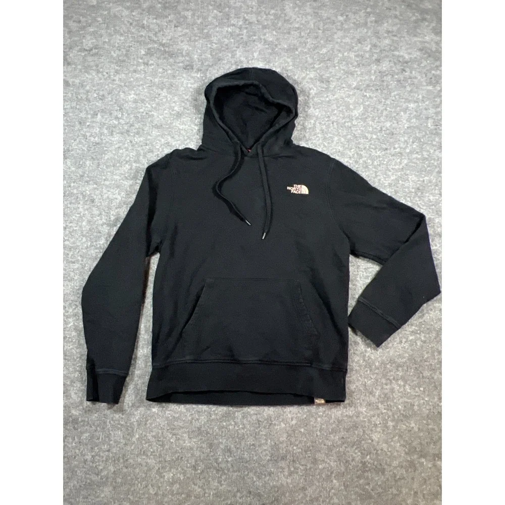 The North Face Hoodie Mens Medium Black Denali Mt McKinley Alaska Graphic Cotton